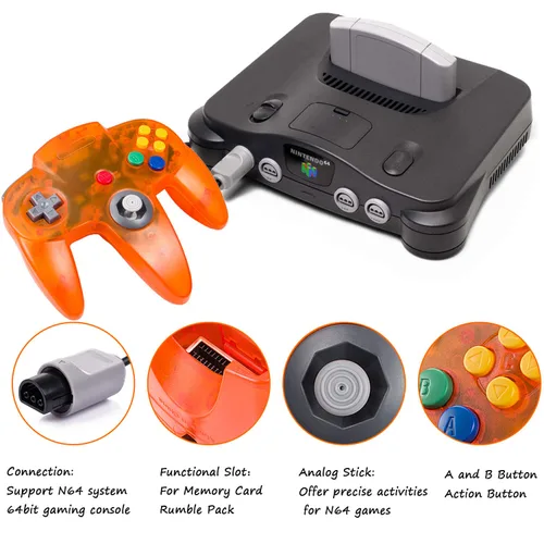 Vista 3 de miadore Classic N64 Controller Joystick Remote for N64 Video Game System N64 Console-Clear Orange