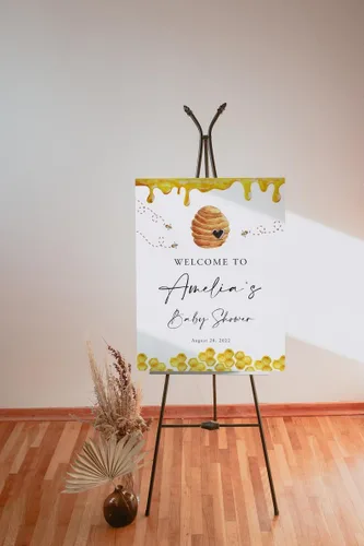 Vista 7 de Letrero de bienvenida personalizado para baby shower de barbacoa – Bun in the Oven Baby Shower Welcome – Cartel de baby shower – Decoración de baby