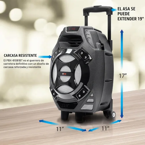 Vista 2 de QFX PBX-61081BT/RD bocina Bluetooth portable para fiestas Plateado