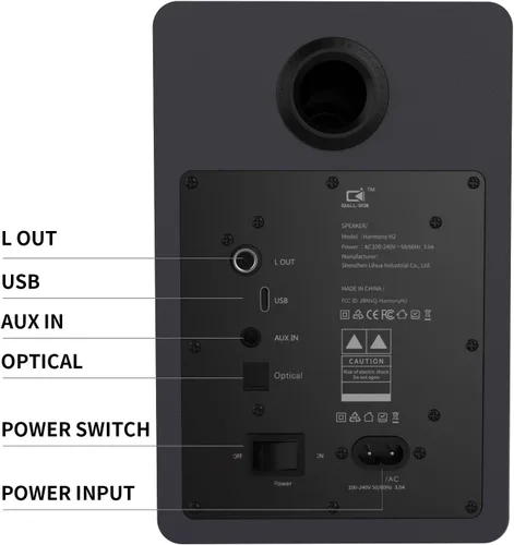 Vista 6 de Altavoces de computadora de 60 W para PC de escritorio, DSP, Bluetooth 5.3, óptica de 24 bits, USB-C, AUX, tweeter de cúpula de seda, controlador