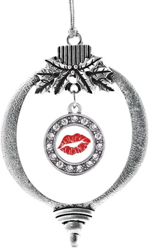 Vista 118 de Inspired Silver - Adorno con dije de cara de carlino - Adornos navideños de círculo de plata con joyas de circonita cúbica