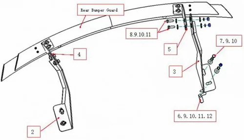 Vista 3 de Kasei Protector de parachoques trasero de doble capa negro compatible con Nissan Rogue 2021-2023 -KAS-CRDL-NIN401B