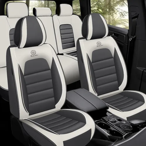 Vista 12 de Funda de asiento para Nissan Murano 2003-2026, protector de asiento de cuero impermeable compatible con bolsa de aire (par delantero, negro clásico)