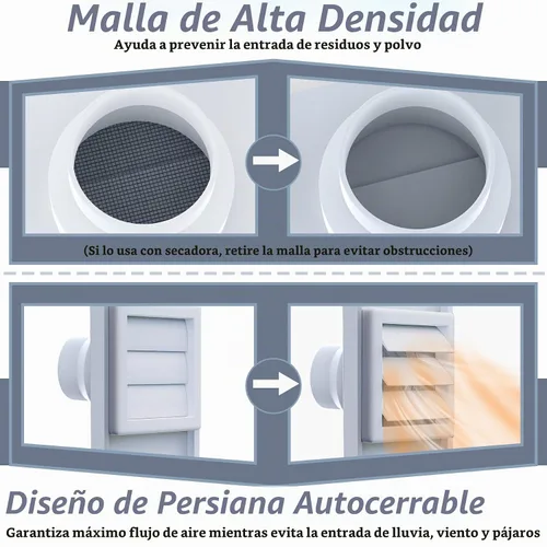 Vista 4 de Kit de ventilación de ventana Flamorrow con cubierta exterior Compatible con manguera de 3" y 4", paneles ajustables de sello de ventilación