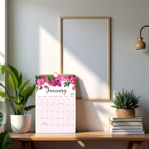 Vista 8 de Calendario de pared 2026, calendario floral grande de 12 meses desde enero de 2026 a diciembre de 2026, encuadernado en espiral para oficina, hogar