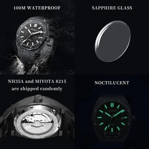 Vista 3 de CADISEN Reloj mecánico automático para hombre 3281ft impermeable marca de lujo casual de negocios reloj de pulsera 42mm