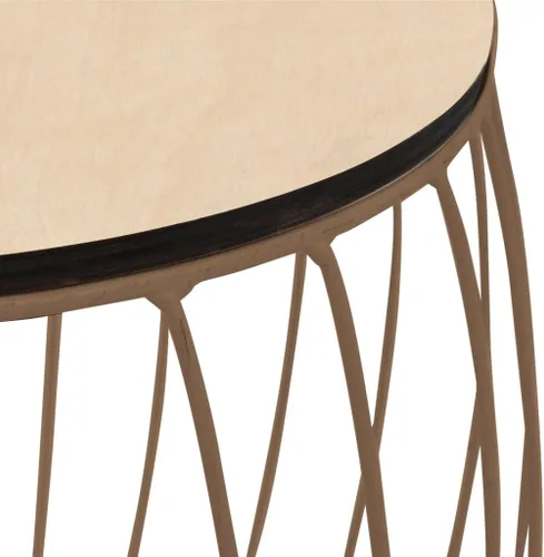 Vista 8 de Juego de 3 mesas redondas de café, mesa extraíble y base de metal con cesta de almacenamiento, mesa apilable para sofá, mesa de cóctel, mesa