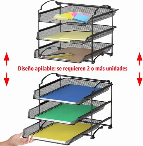 Vista 5 de Simple Houseware Organizador de papel de 3 niveles, bandejas
