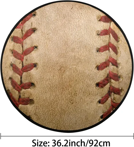 Vista 4 de Pardick Alfombra de béisbol de 36.2 pulgadas, alfombra retro circular redonda para niños, hombres, dormitorio, sala de estar, hogar, guardería, sala