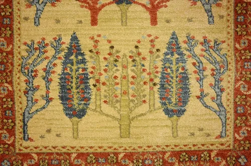Vista 8 de Unique Loom Fars Collection - Alfombra moderna de diseño botánico inspirado en tribal, 2 pies 7 pulgadas x 10 pies 0 pulgadas, bronceado/rojo