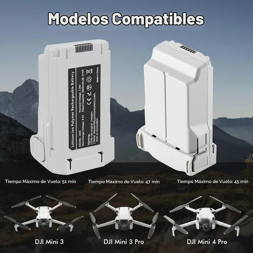Vista 4 de Batería de vuelo inteligente Plus (paquete de 2) con concentrador de carga bidireccional para DJI Mini 4 Pro/Mini3/Mini 3 Pro, 3850 mAh 47 minutos