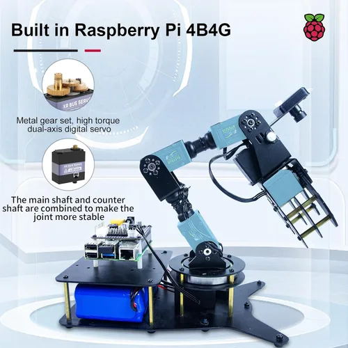 Vista 7 de Brazo robot 6DOF para Raspberry Pi 4B, kit de brazo robótico Python programable de escritorio AI Vision con cámara para adultos