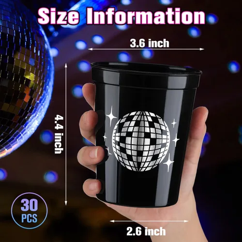 Vista 3 de Uiifan 30 tazas de bola de discoteca para fiesta de discoteca de 16 onzas reutilizables de plástico para despedida de soltera para vaquera