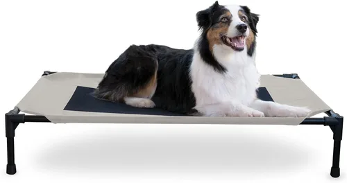 Vista 12 de K&H PET PRODUCTS - Cuna elevada para mascotas con centro de malla, varios tamaños Malla de color marrón.