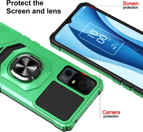 Vista 6 de Funda compatible con Verizon TCL 40 XE 5G con protector de pantalla, soporte de anillo para montaje magnético de automóvil, grado militar