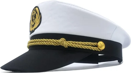 Vista 6 de LUOZZY 3 piezas de sombrero de capitán para hombres y mujeres, sombrero de marinero bordado Almirante azul marino, sombrero de capitán y marineros
