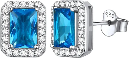 Vista 10 de ChicSilver Aretes de piedra natal para mujer de plata de ley 925