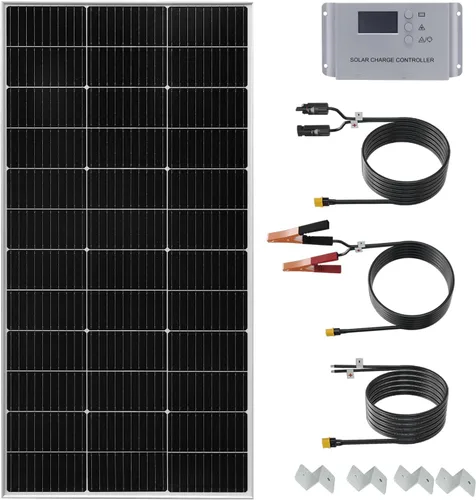 Vista 15 de Kit de panel solar de 20 W, 12 voltios, cargador de batería solar con controlador de carga de 10 A para caravana, barco, automóvil, remolque