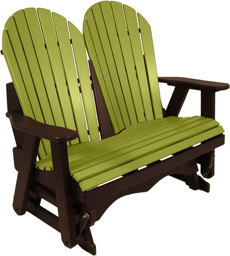 Vista 39 de Silla mecedora Aruba Adirondack de 2 pies, fabricada en Amish, madera de polietileno para exteriores, accesorios de acero inoxidable, fabricada
