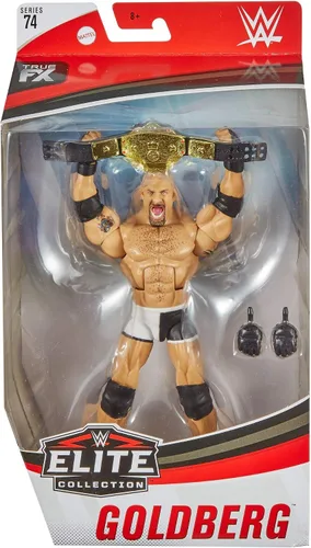 Vista 4 de Figura de acción de lujo WWE Goldberg Elite Series #74 con detalles faciales realistas, equipamiento de lucha icónico y accesorios