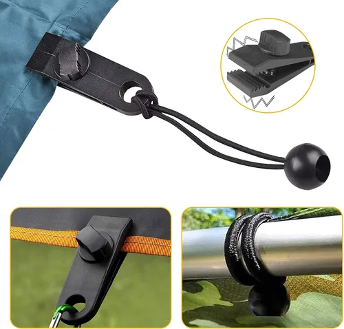 Vista 6 de 24 clips de lona y cuerdas elásticas para bolas, abrazaderas de lona, agarre de bloqueo resistente, clips de sujeción para toldo de piscina