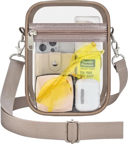 Vista 17 de Bolso transparente Slumou para eventos en estadios - Bolso pequeño, mini bolsos de mensajero para fanáticos de deportes para conciertos, trabajo