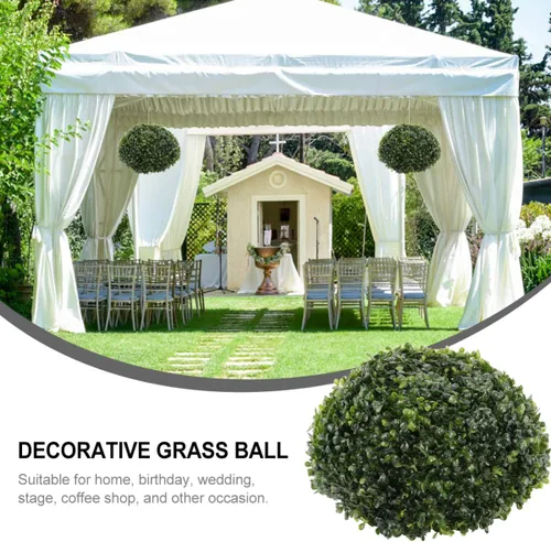Vista 6 de Garneck Bola de hierba simulada Bola de hierba Decoración de pared de flores de plástico para el hogar