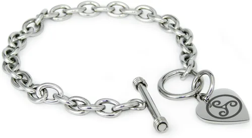 Vista 48 de Pulsera y Collar con Dijes de Símbolos de Corazón de Acero Inoxidable Solo pulsera de plata