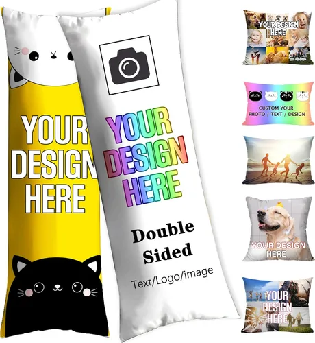 Vista 13 de Fundas de almohada personalizadas con nombres y fotos para parejas, niños, mascotas, estampado de boda, doble cara, diseño de logotipo, recuerdo, 12