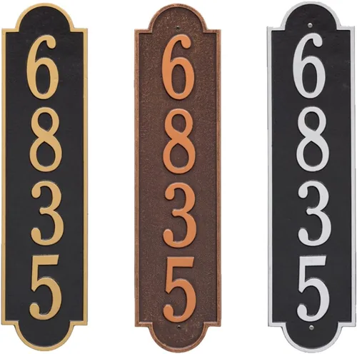 Vista 12 de Placa de dirección de metal personalizada, señales de números para placa de pared de casa, señal de dirección con nombre de calle, números de casa