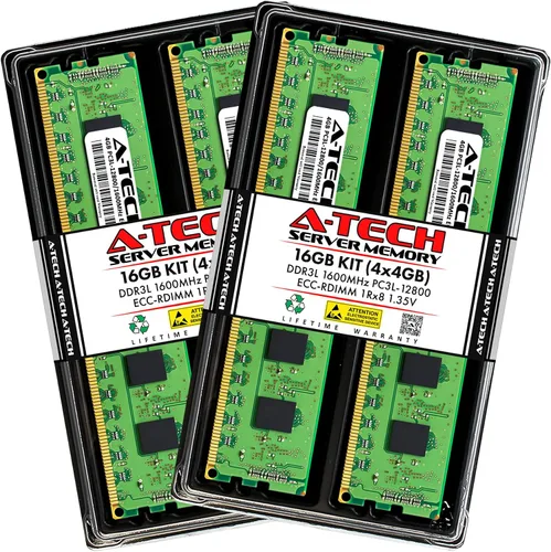 Vista 188 de A-Tech 4GB DDR3 1333MHz PC3-10600R ECC RDIMM 1Rx4 Rango único 1.5V Registrado DIMM 240-Pin Módulo de actualización de memoria RAM de servidor