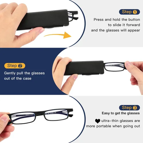 Vista 6 de touk Anteojos de lectura plegables anti luz azul UV, ultra delgados TR90 lectores con estuche compacto portátil para hombres y mujeres, 2