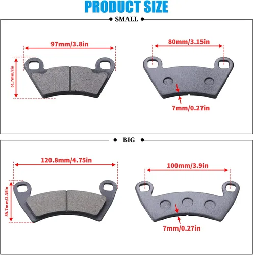 Vista 2 de JINGKE Pastillas de Freno Delantero y Trasero para Polaris Ranger 700/800/900 y RZR 900/800