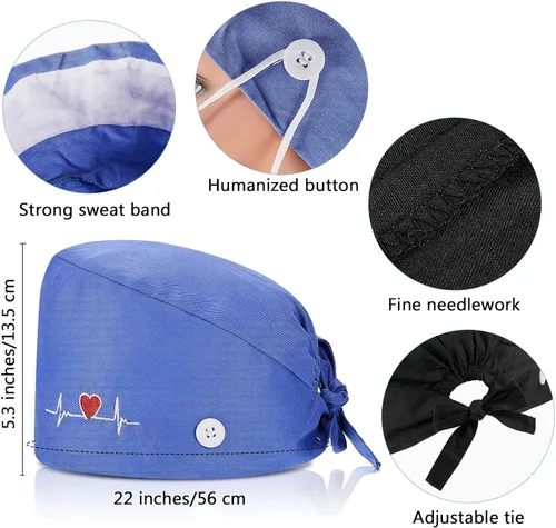Vista 7 de SATINIOR Gorro de trabajo unisex con botones y banda ajustable para el sudor