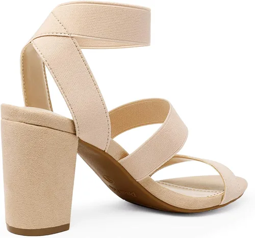 Vista 3 de DREAM PAIRS Sandalias de tacón de vestir con correa elástica alta y gruesa para mujer