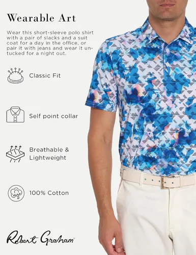 Vista 2 de Robert Graham Polo de manga corta Fisher Performance para hombre