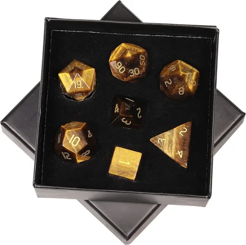 Vista 15 de SUNYIK Juego de 7 dados poliédricos DND de piedra de cristal pulido para juegos de mesa RPG MTG, dados de juego DND, mazmorras y dragones