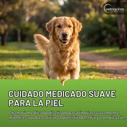 Vista 2 de Champú universal de azufre medicado Vetoquinol para mascotas, 16 oz