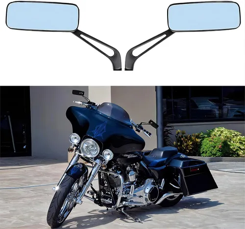 Vista 7 de Espejos de motocicleta en forma de murciélago negro, espejos retrovisores de motocicleta actualizados compatibles con Harley Road King, Sportster