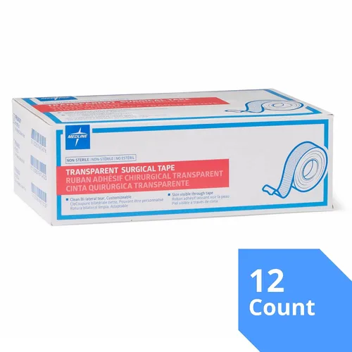 Vista 3 de Medline Essentials - Cinta quirúrgica transparente, 1 pulgada x 10 yardas por rollo, caja de 12 rollos