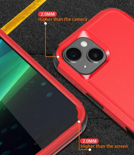Vista 4 de Diverbox Funda para iPhone 15 [a prueba de golpes] [a prueba de caídas] [protector de pantalla de vidrio templado], funda de protección resistente