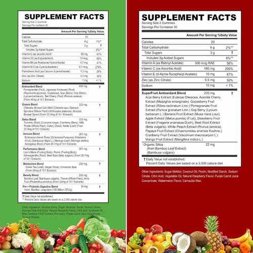 Vista 29 de VITINITY Super Greens - Gomitas multivitamínicas Hechas con 30 superalimentos reales, verduras, hierbas, frutas para adultos y niños para aumentar