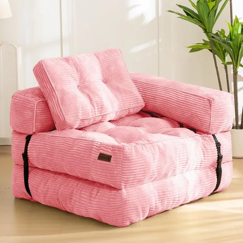 Vista 9 de MAXYOYO Sofá Cama Plegable, Sofá Convertible en Forma de L con Cama Plegable y Almohada, Silla Cama Plegable con Respaldo Portátil Cómoda para Piso