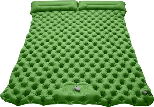 Vista 9 de Ergocar Colchoneta de dormir para camping, almohadilla inflable gruesa con almohada, bomba integrada, colchón inflable ligero para acampar con tela