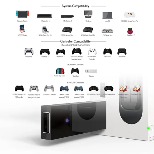 Vista 6 de MAYFLASH Magic-S Ultimate Wireless Bluetooth USB Adapter for PS4, Switch, macOS, Windows, Raspberry Pi, Compatible with Xbox Series X & S