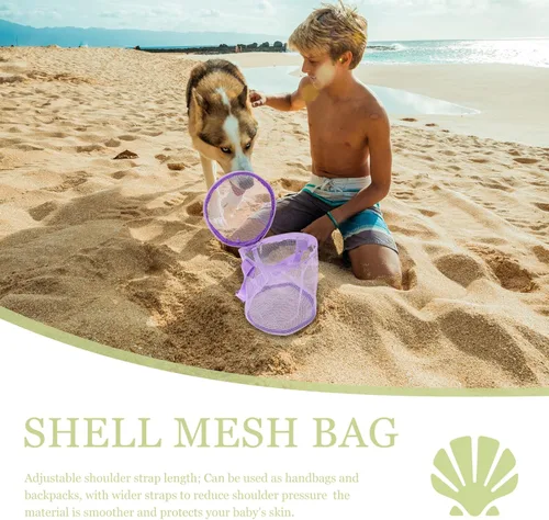 Vista 4 de Bolsa de almacenamiento de playa para niños, bolsa cruzada para niños, organizador de bolsa de malla, juguete de malla, toallas de playa