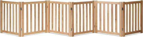 Vista 17 de LZRS Puerta para perros de madera independiente plegable de 2 paneles para interiores – Madera dura sólida de 24" de alto, puerta de seguridad