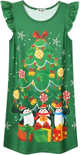 Vista 7 de Camisón de princesa para niñas, vestido de pijama de algodón con mangas de unicornio y gato