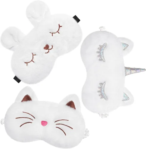 Vista 14 de Geyoga 3 piezas de antifaz de sueño para niños, niñas, cubierta suave para los ojos para dormir, cubierta de ojos para los ojos para niños Colorido