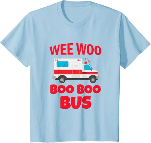 Vista 9 de Wee Woo Boo Boo Bus First Responder - Camiseta divertida de ambulancia, Negro, S